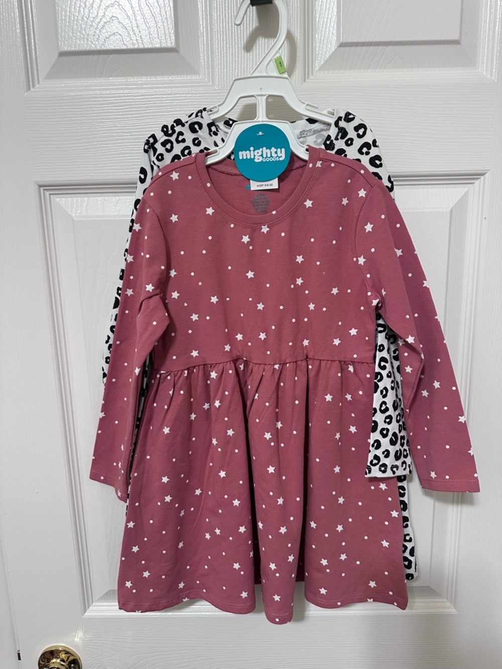 2 dress set Girls' Dusty Rose Star-Print Long Sleeve Dress